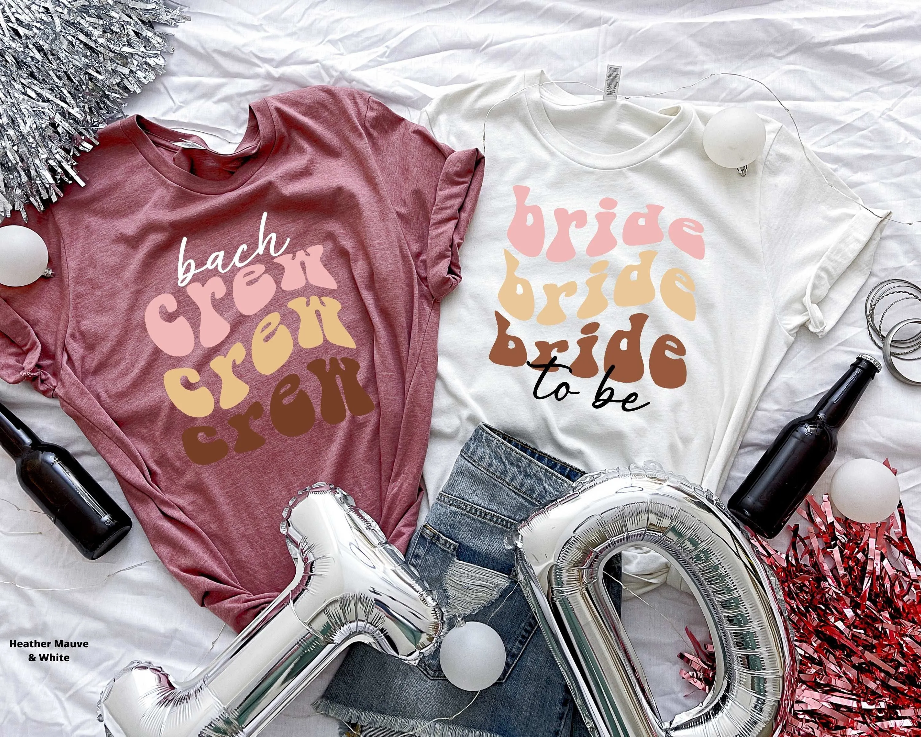Retro Bride to Be & Bach Crew Bachelorette Party Shirts, Retro 70s Theme Bachelorette Party Favors