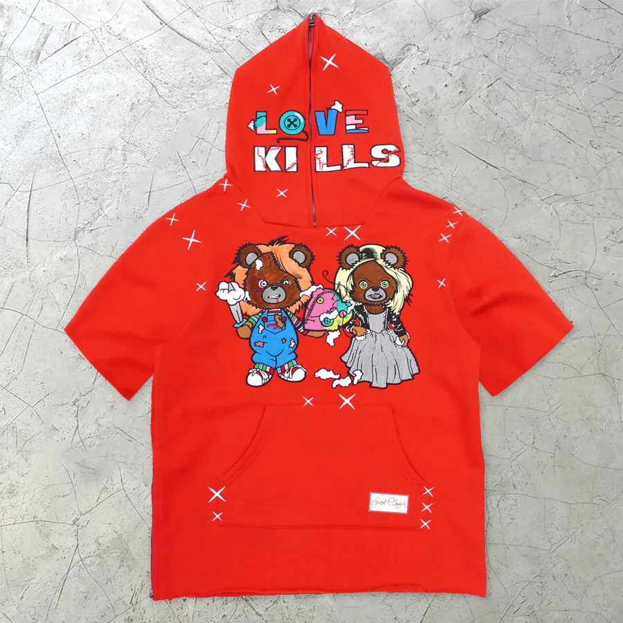Retro Cartoon Short Sleeve Street Hoodie