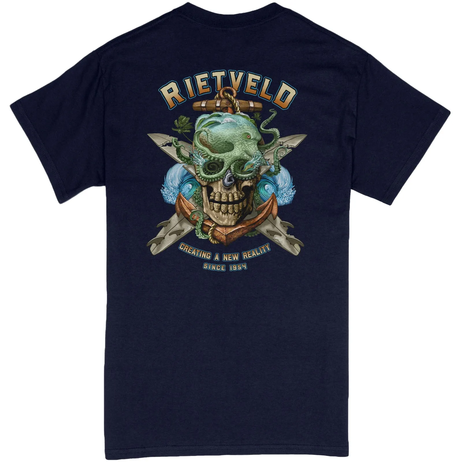 Rietveld Mens Octoskull Classic T-Shirt - Navy