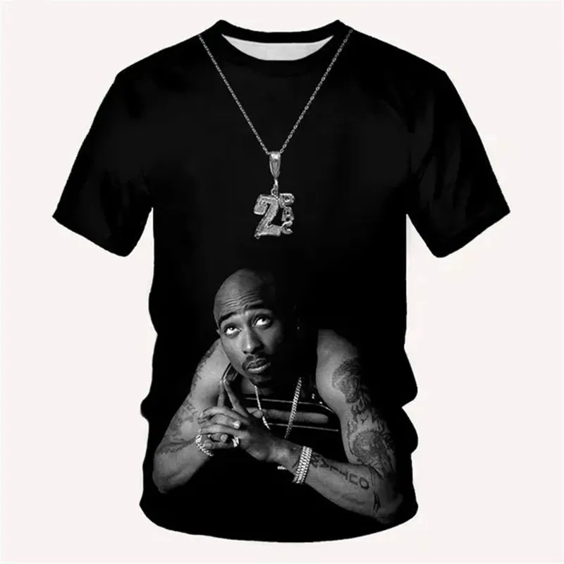 Rock Rapper 2pac T Shirts 3D Print Tupac Amaru Shakur Hip Hop Streetwear T-shirt Men Women Oversized Summer Casual Tee Pullovers