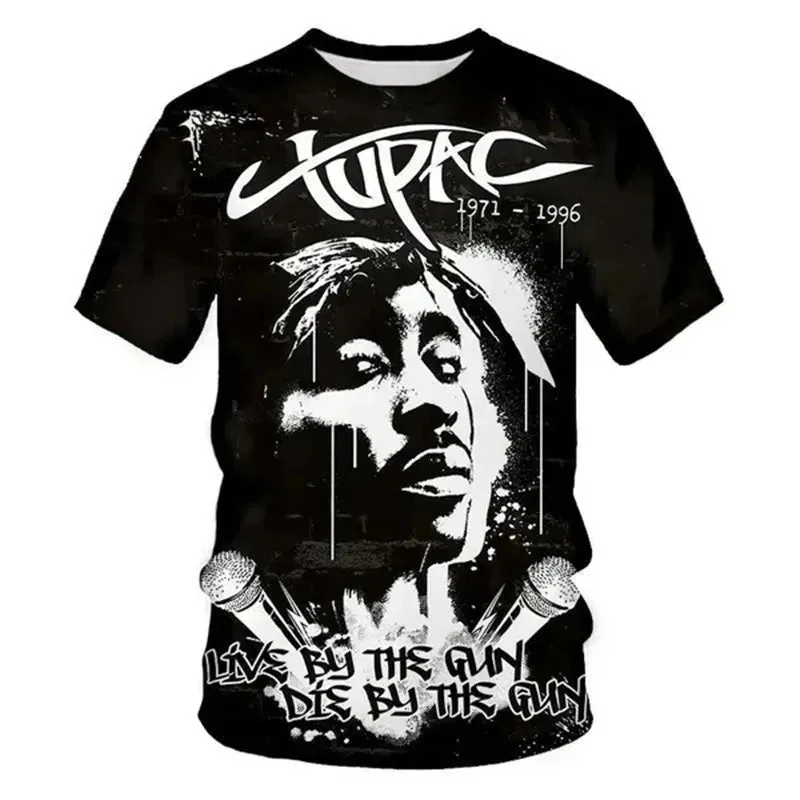Rock Rapper 2pac T Shirts 3D Print Tupac Amaru Shakur Hip Hop Streetwear T-shirt Men Women Oversized Summer Casual Tee Pullovers