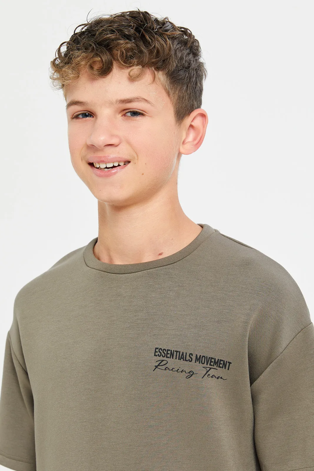 Senior Boys Grey Printed Short Sleeve T-Shirts