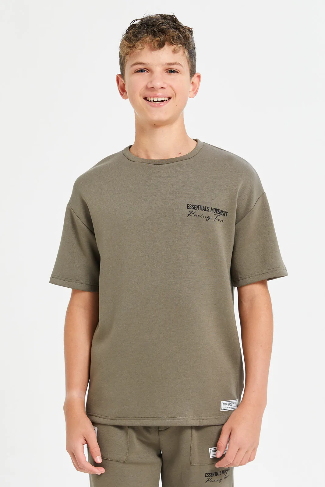 Senior Boys Grey Printed Short Sleeve T-Shirts