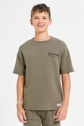 Senior Boys Grey Printed Short Sleeve T-Shirts