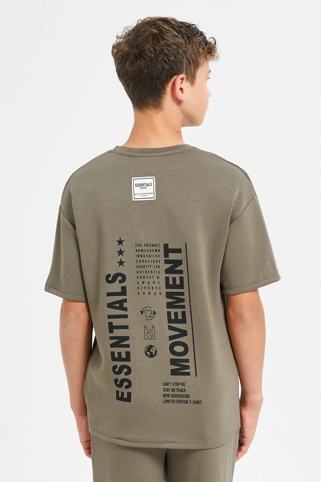 Senior Boys Grey Printed Short Sleeve T-Shirts