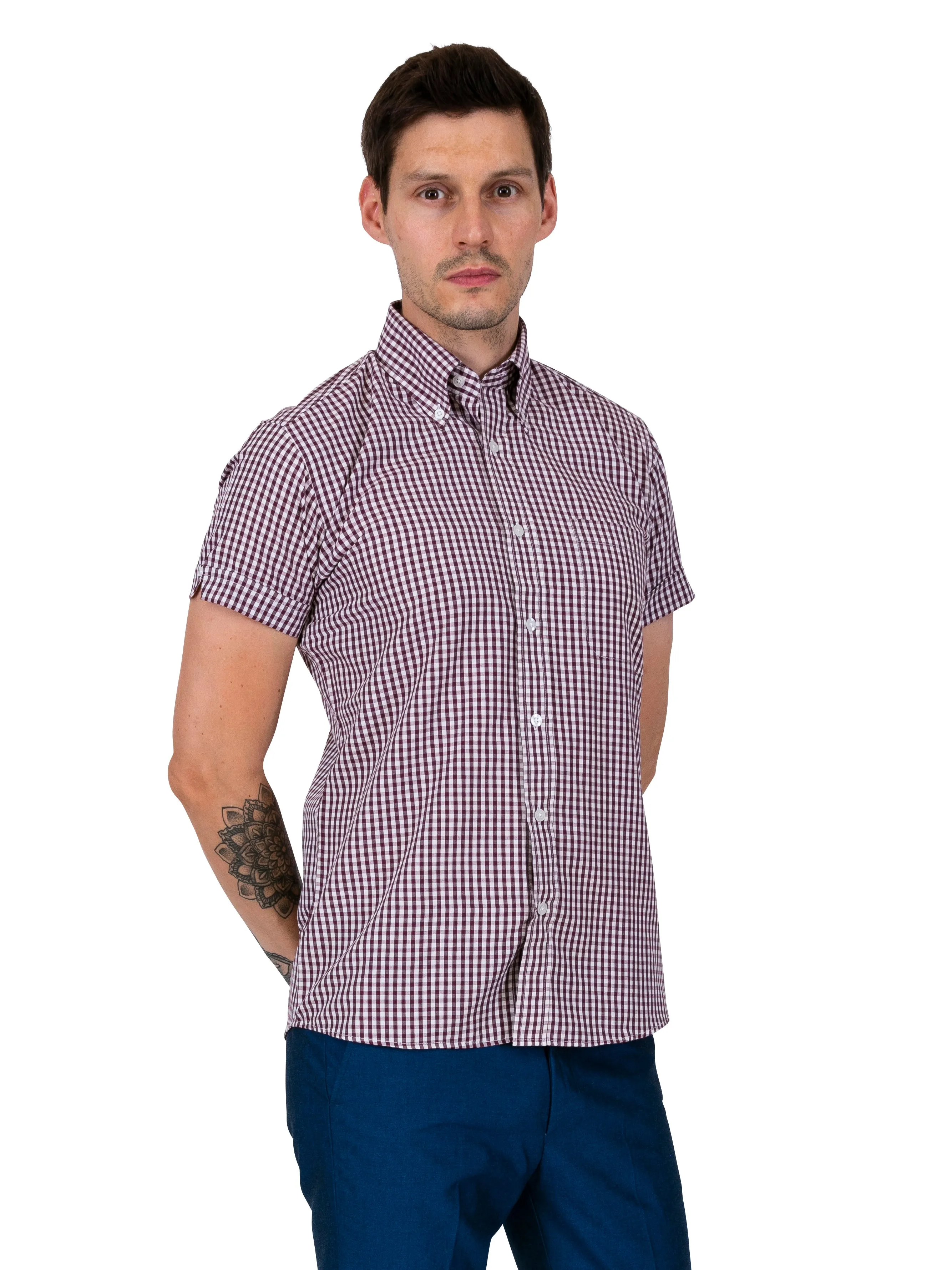 Short Sleeve Checkered Gingham Shirt - Multiple colours