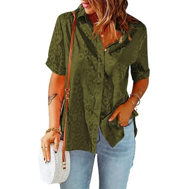 Short-Sleeve Leopard Print Shirt YR4047