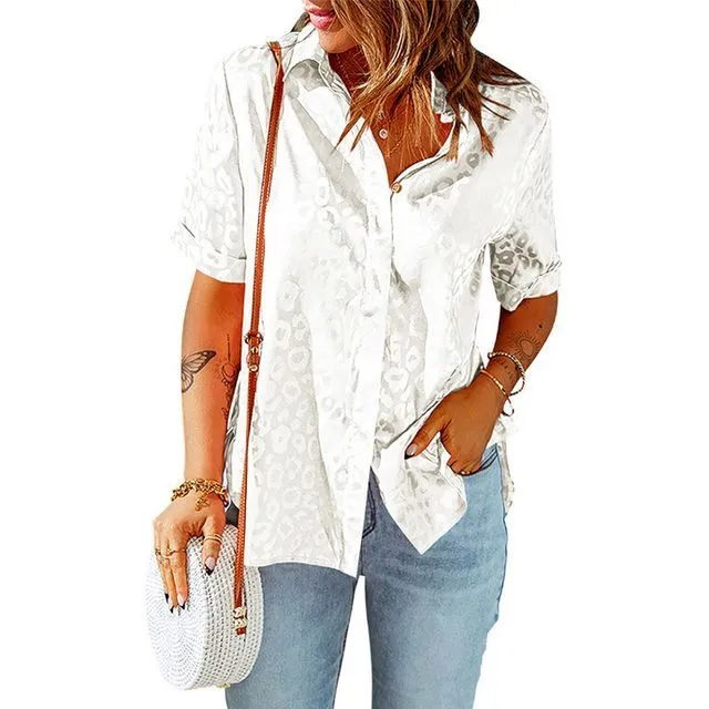 Short-Sleeve Leopard Print Shirt YR4047