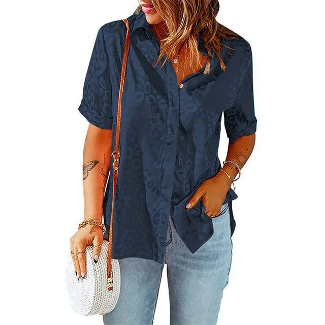 Short-Sleeve Leopard Print Shirt YR4047