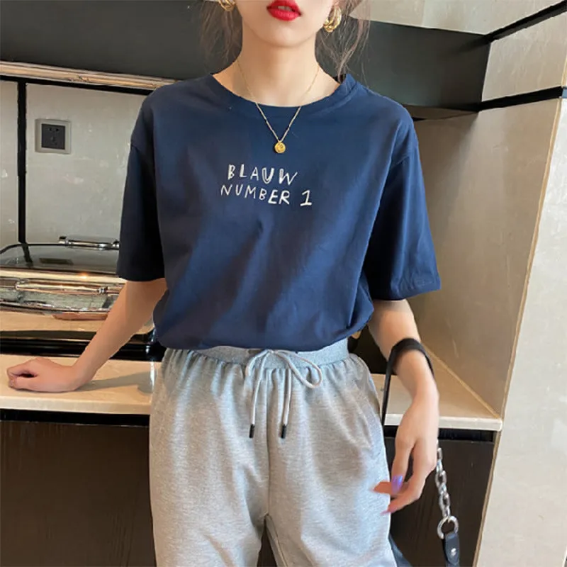 Short Sleeve T-Shirt Women Summer INS Popular Half Sleeved Loose Plus Size Tops T-Shirt