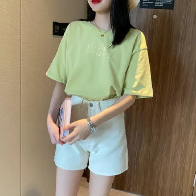 Short Sleeve T-Shirt Women Summer INS Popular Half Sleeved Loose Plus Size Tops T-Shirt