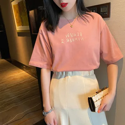 Short Sleeve T-Shirt Women Summer INS Popular Half Sleeved Loose Plus Size Tops T-Shirt