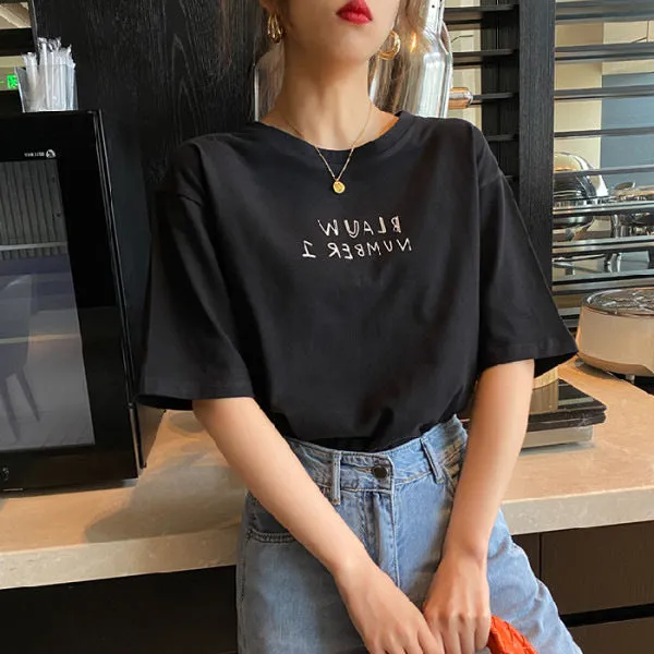Short Sleeve T-Shirt Women Summer INS Popular Half Sleeved Loose Plus Size Tops T-Shirt