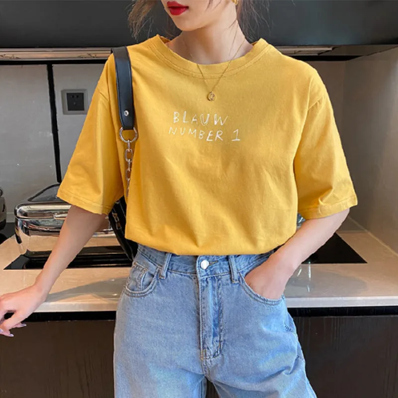 Short Sleeve T-Shirt Women Summer INS Popular Half Sleeved Loose Plus Size Tops T-Shirt