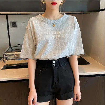 Short Sleeve T-Shirt Women Summer INS Popular Half Sleeved Loose Plus Size Tops T-Shirt