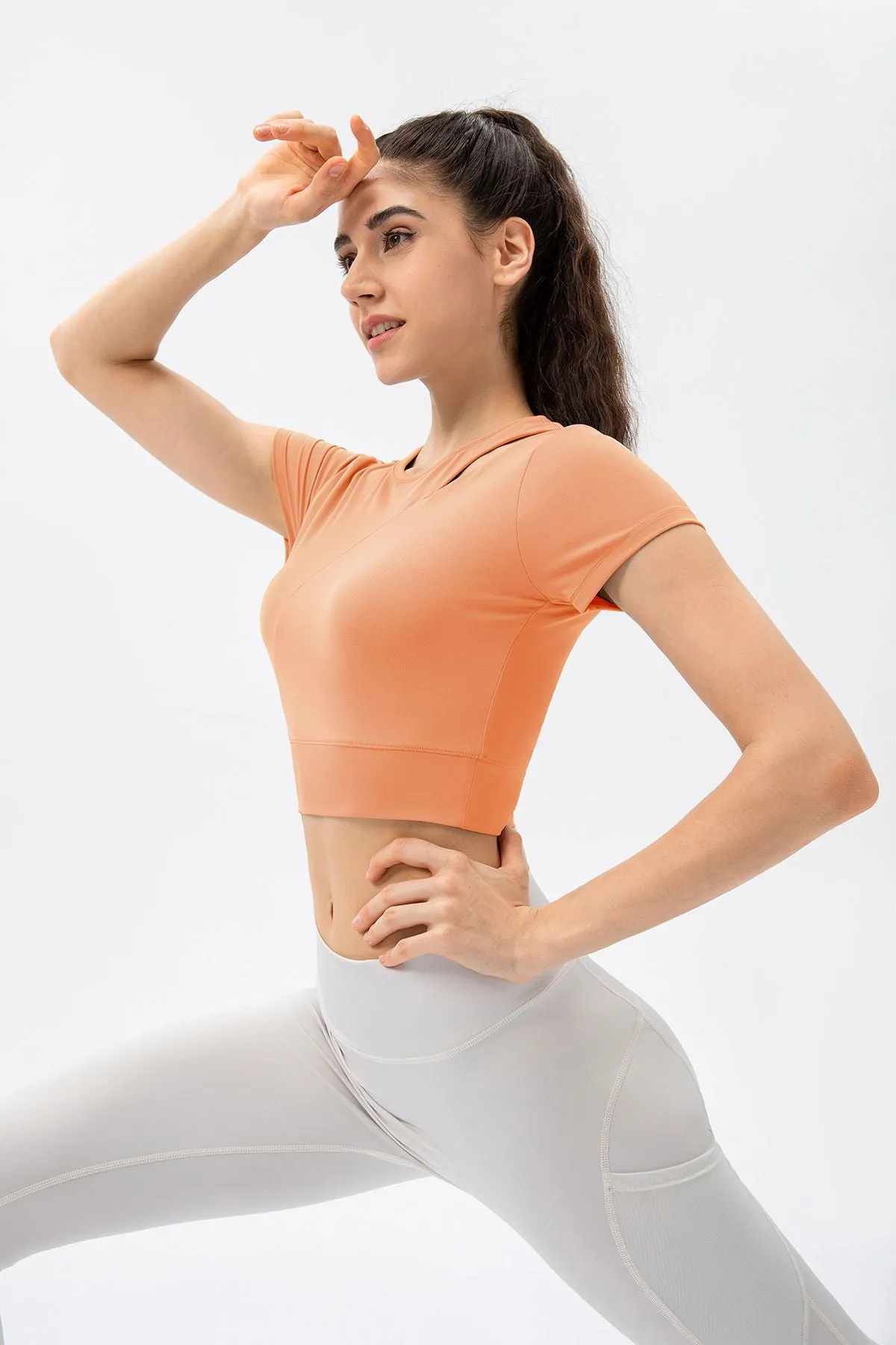 Side Cutout Crop Top with Built in Bra