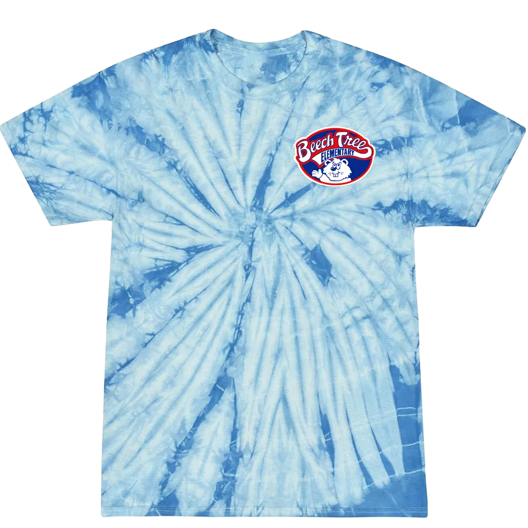 SILK SCREEN SPIDER BABY BLUE TIE DYE SHORT SLEEVE POCKET PRINT