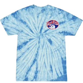 SILK SCREEN SPIDER BABY BLUE TIE DYE SHORT SLEEVE POCKET PRINT
