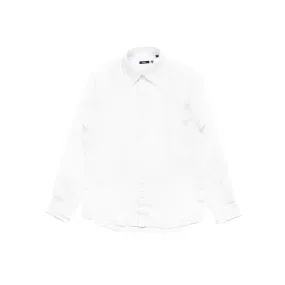 Solid Linen Classic Collar Shirt (White)