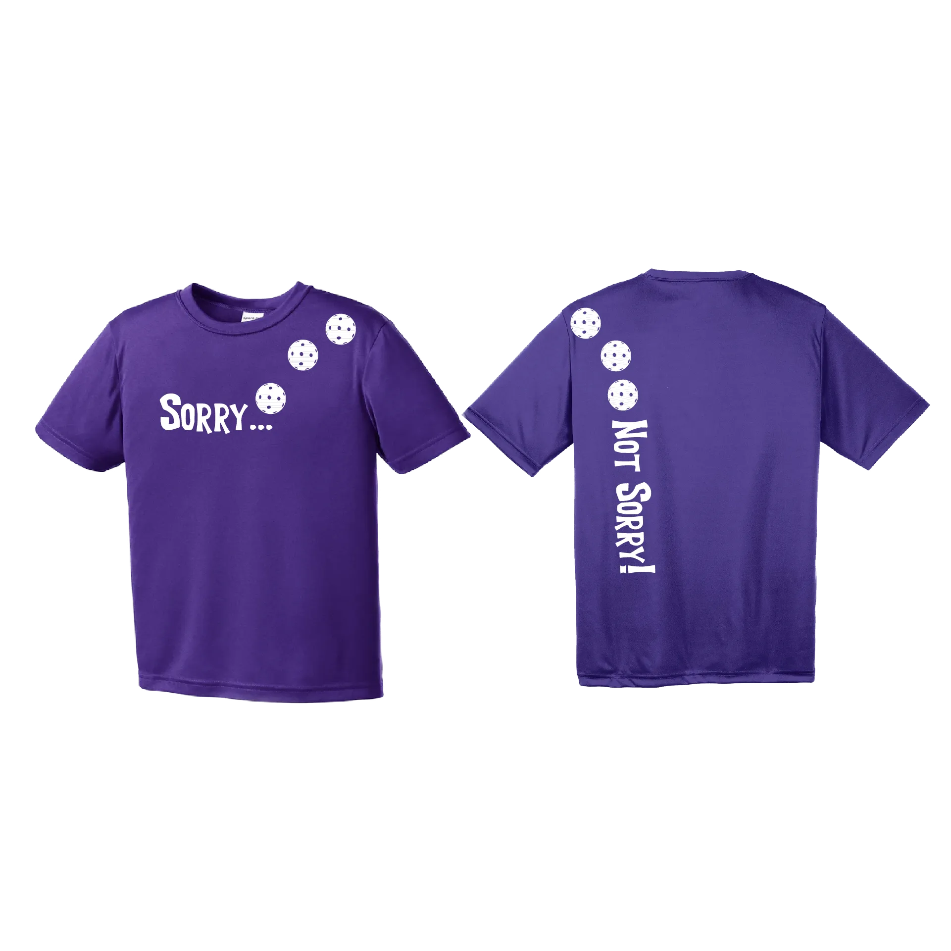 Sorry Not Sorry (Pickleballs Red White Yellow) | Youth Short Sleeve Pickleball Shirts | 100% Polyester