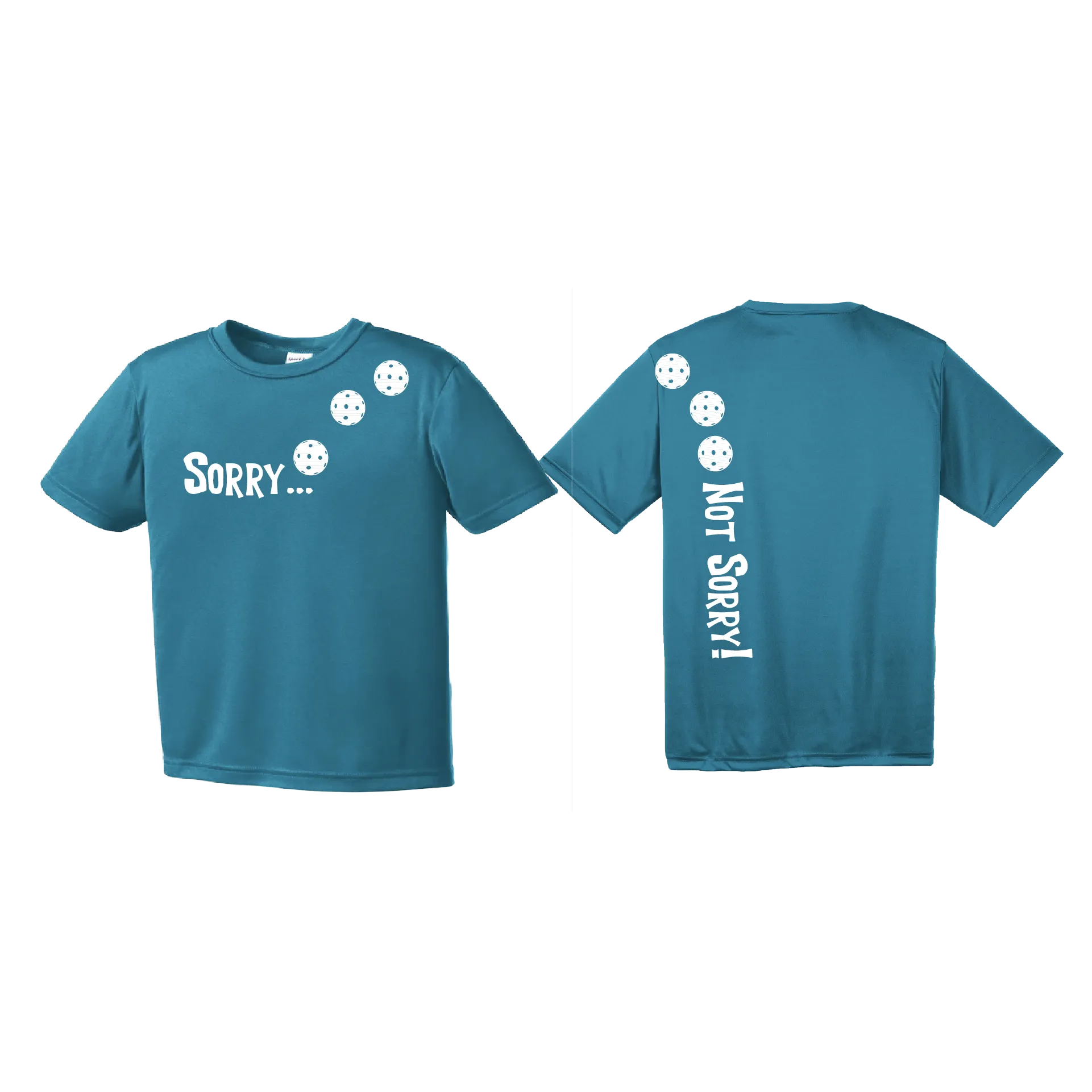 Sorry Not Sorry (Pickleballs Red White Yellow) | Youth Short Sleeve Pickleball Shirts | 100% Polyester