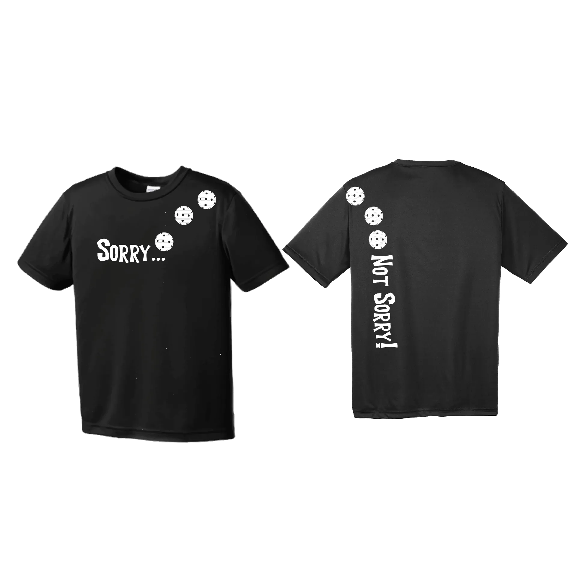 Sorry Not Sorry (Pickleballs Red White Yellow) | Youth Short Sleeve Pickleball Shirts | 100% Polyester