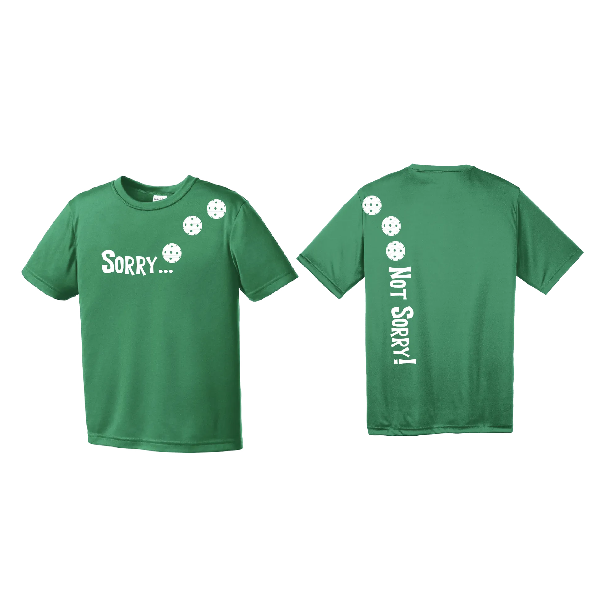 Sorry Not Sorry (Pickleballs Red White Yellow) | Youth Short Sleeve Pickleball Shirts | 100% Polyester