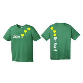 Sorry Not Sorry (Pickleballs Red White Yellow) | Youth Short Sleeve Pickleball Shirts | 100% Polyester
