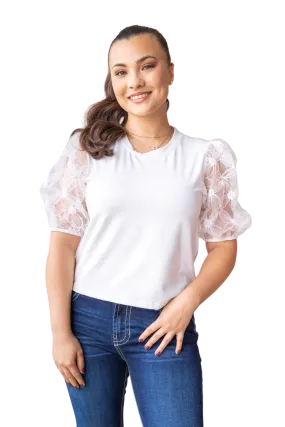 Southern Grace Women's Midnight Blossom White Floral Shirt