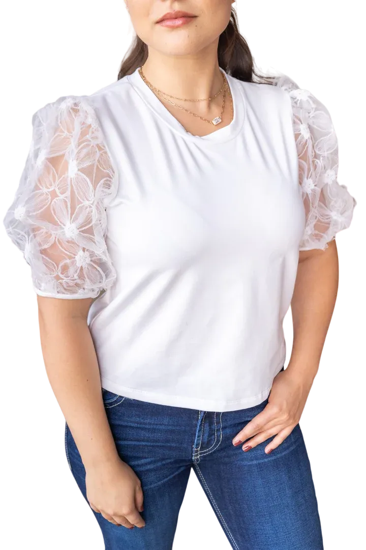 Southern Grace Women's Midnight Blossom White Floral Shirt