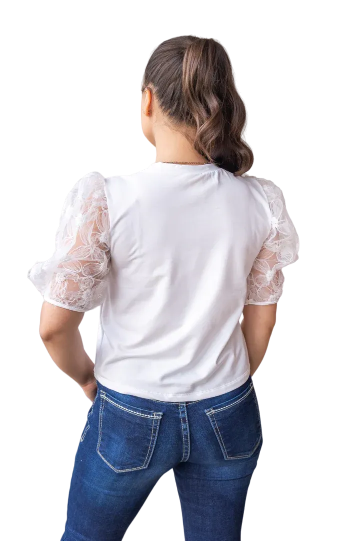 Southern Grace Women's Midnight Blossom White Floral Shirt