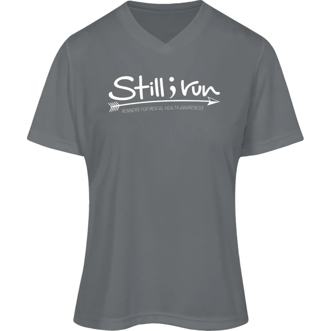 Still I Run Moisture Wicking V-Neck Tee