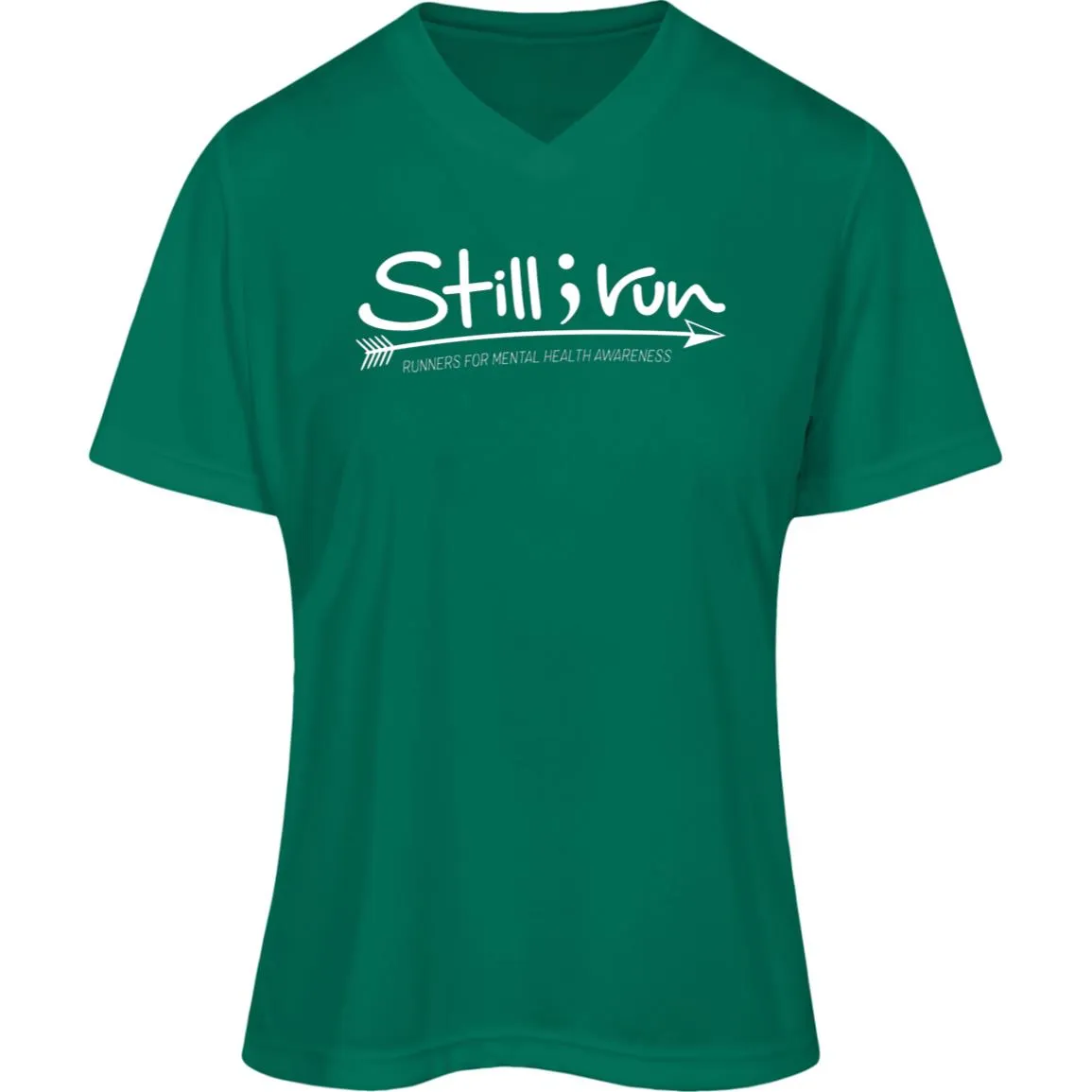 Still I Run Moisture Wicking V-Neck Tee