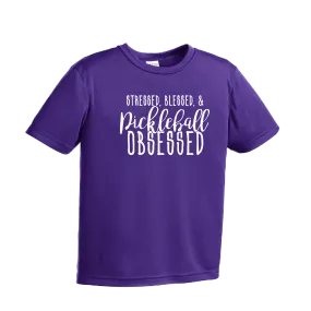 Stressed Blessed & Pickleball Obsessed | Youth Short Sleeve Pickleball Shirts | 100% Polyester