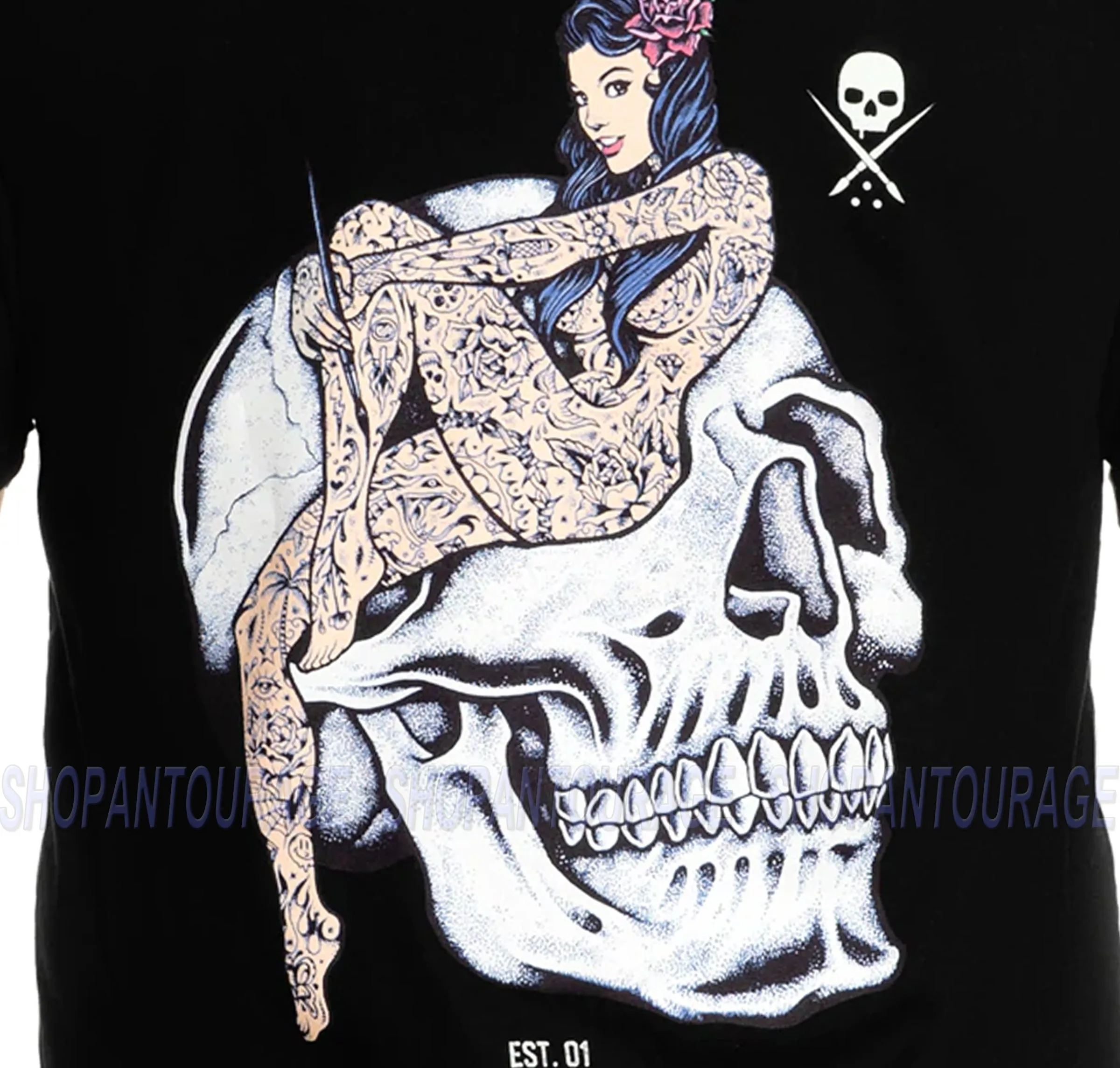 Sullen Academy Black SCM4304 Short Sleeve Graphic Tattoo T-shirt For Men