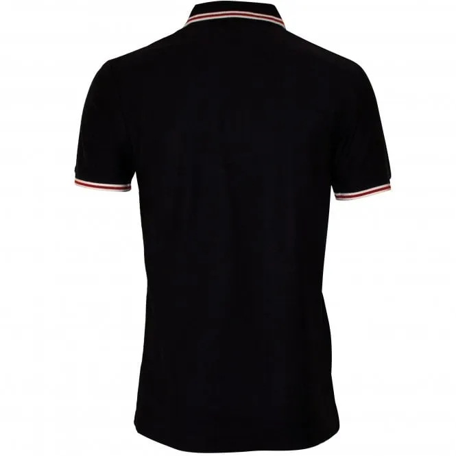 Textured Contrasting Stripe Polo Shirt, Navy