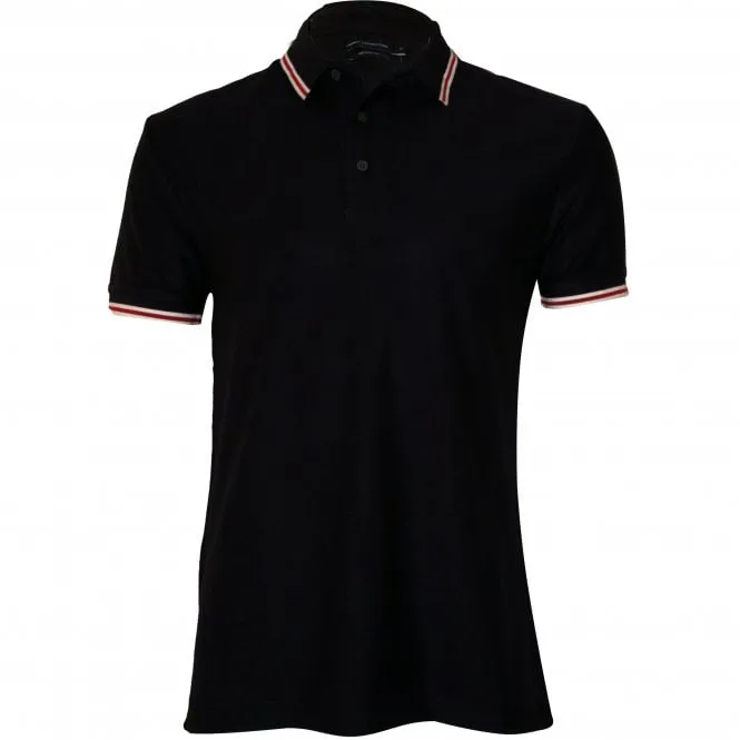 Textured Contrasting Stripe Polo Shirt, Navy