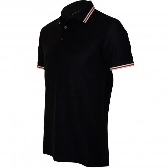Textured Contrasting Stripe Polo Shirt, Navy