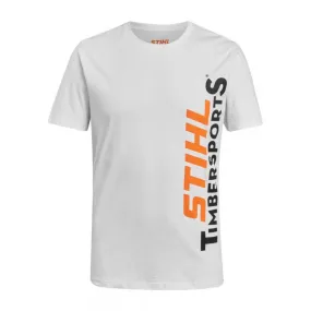 Timbersports White Vertical Logo T-Shirt