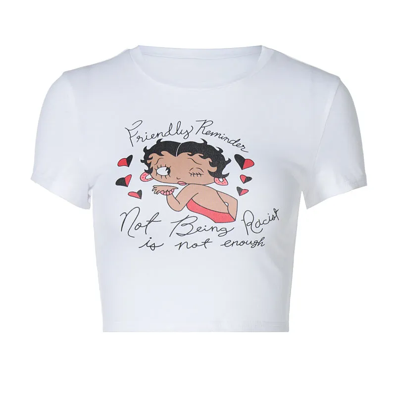 Trend Cartoon anime Printed Slim Short-Sleeved T-shirt