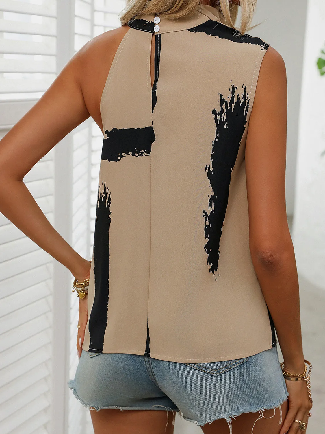 Women Cowl Neck Sleeveless Blouse