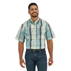 Wrangler Men's Turquoise Plaid Short Sleeve