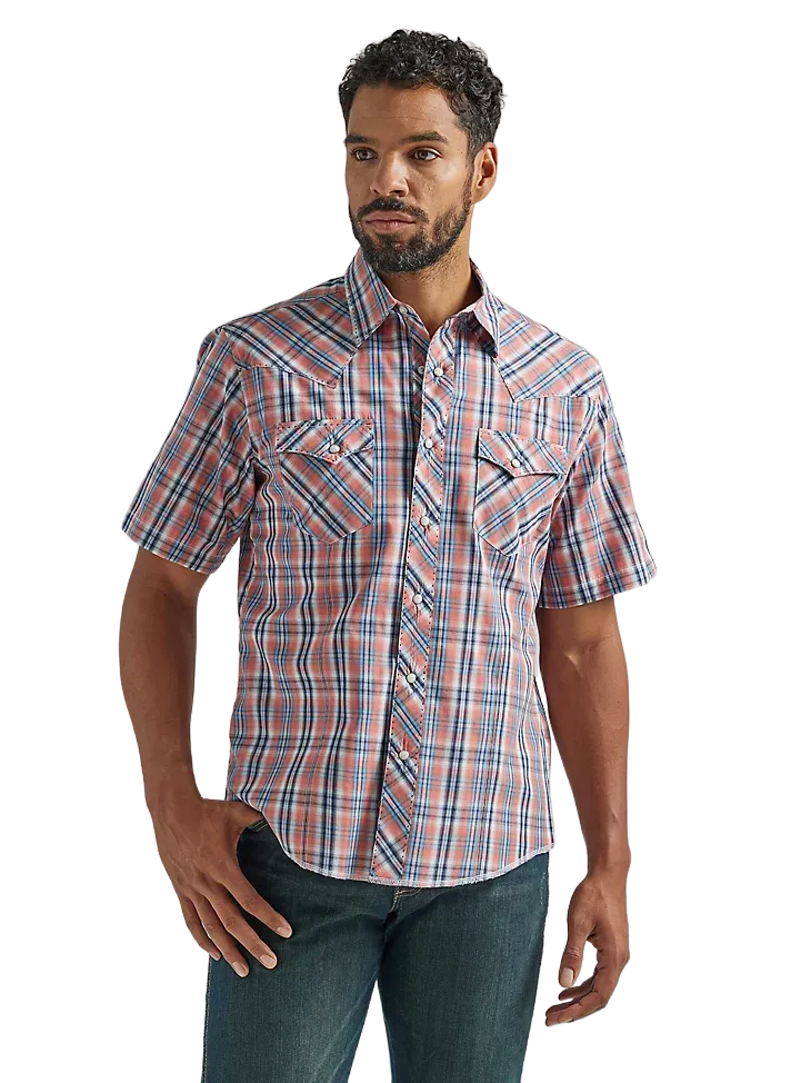 Wrangler Men's Western Plaid Multi Blue Shirt - Big