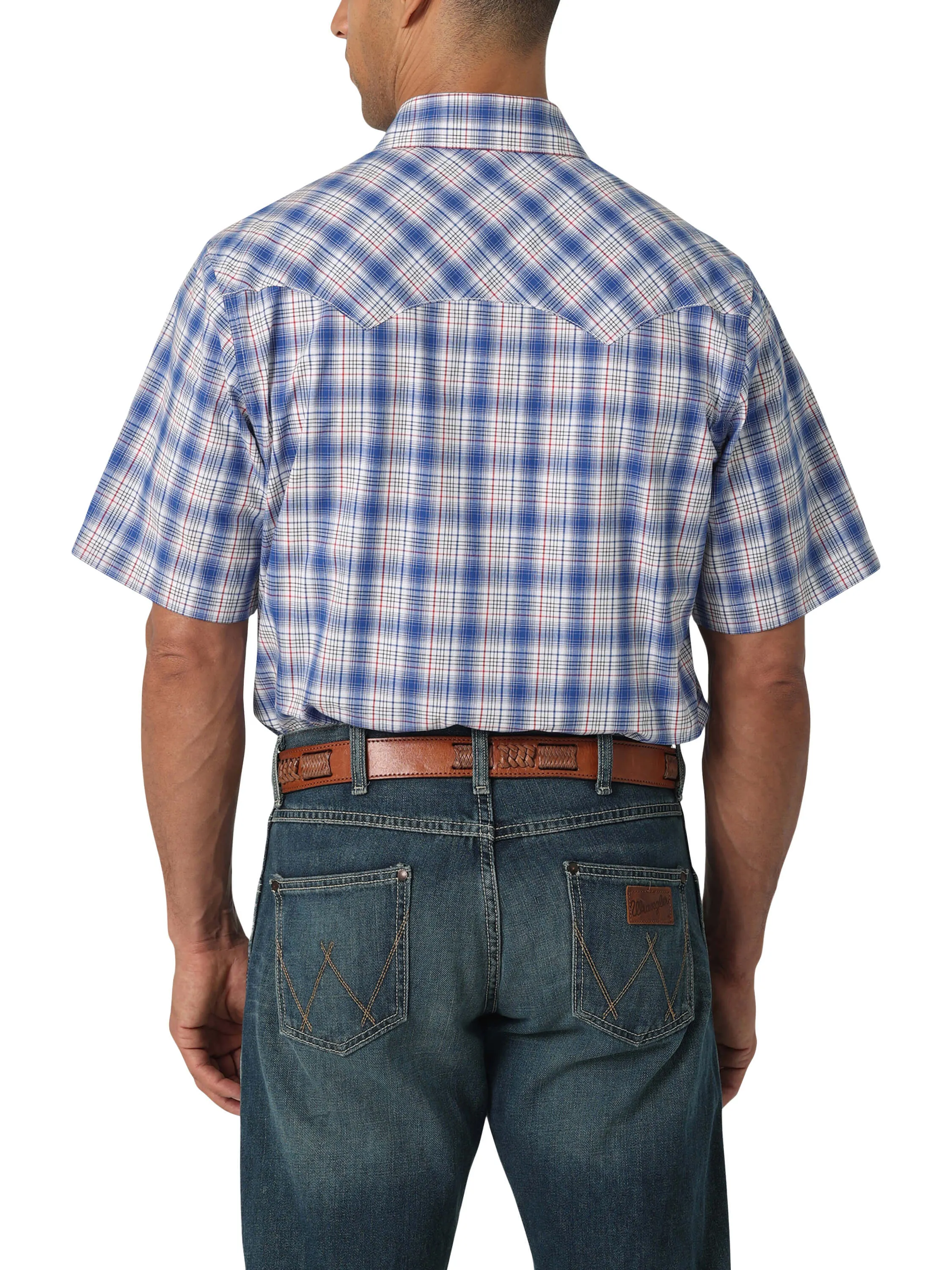 Wrangler | Retro Blue Plaid SS Snap Shirt