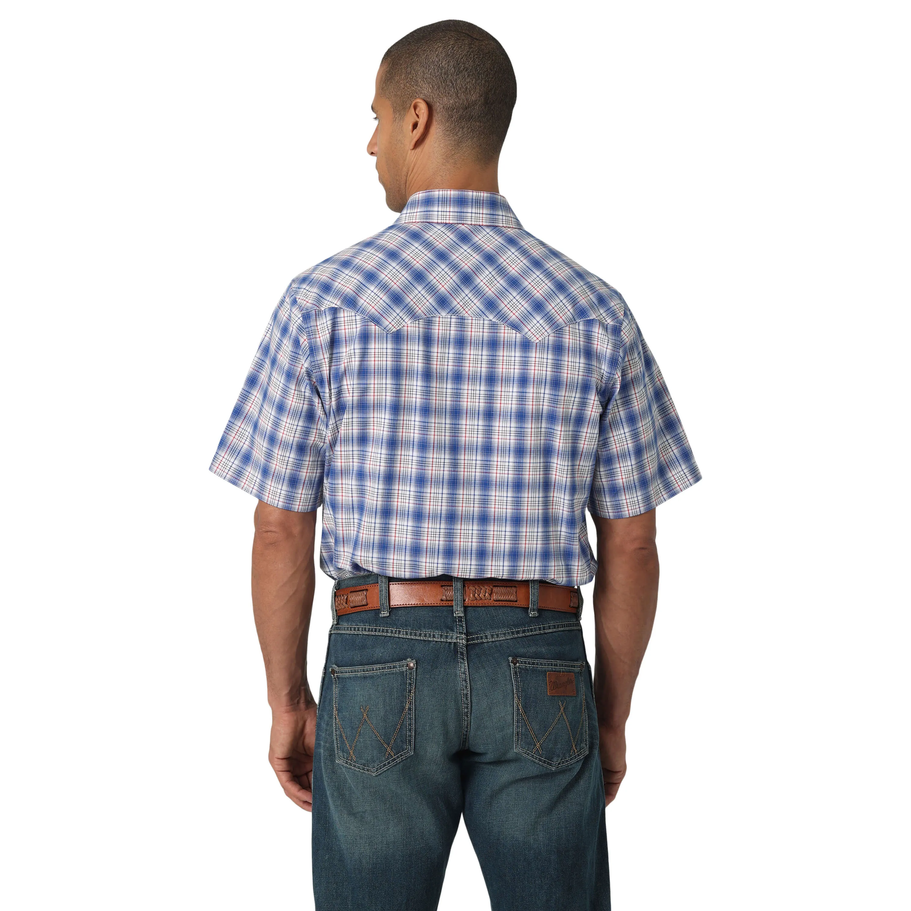 Wrangler | Retro Blue Plaid SS Snap Shirt